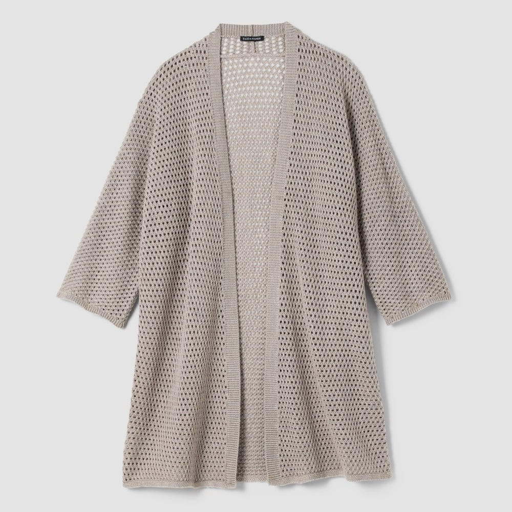 Eileen Fisher Merino High Collar Cardigan Dove 2X Excellent Condition Retail